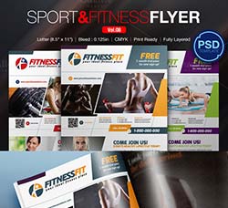 健身俱乐部传单模板：Sport & Fitness Flyer Vol.08